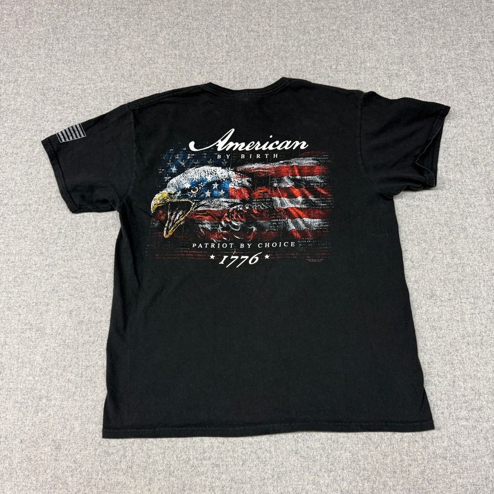 Delta Pro Weight | Graphic T-Shirt | Large | Black | American Eagle Patriot 1776